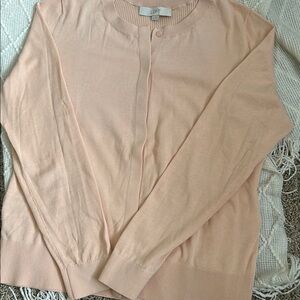 LOFT Peach Cardigan Sweater Classic Knit size XL